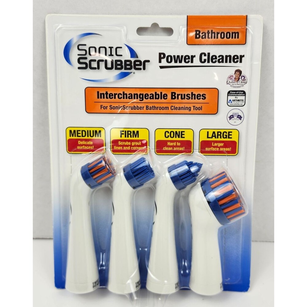 Sonic Scrubber Bathroom Power Cleaner 4 Head Package Medium to Large New Sealed